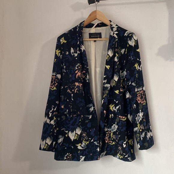 River Island Jackets & Blazers - River Island 14 Floral Watercolor Open Front Blazer